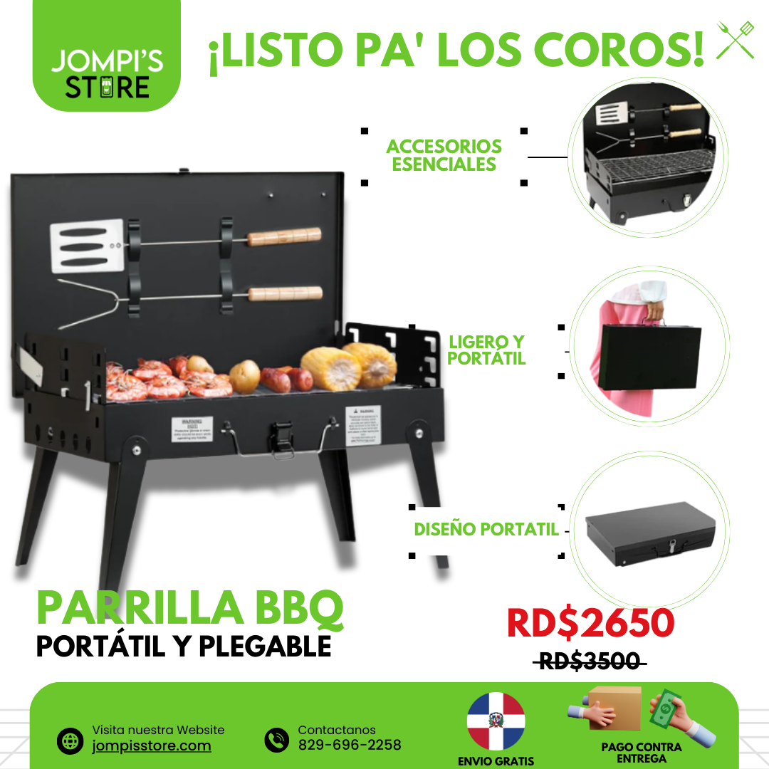 PARRILLA BBQ PORTÁTIL Y PLEGABLE